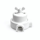 Porzellan-Wechselschalter-Set mit Flügelmutter und Sockel — Weiß / Weiß / 2 Auslässe