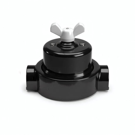 Porzellan-Wechselschalter-Set mit Flügelmutter und Sockel — Schwarz / Weiß / 2 Auslässe in Reihe