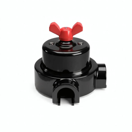 Porzellan-Wechselschalter-Set mit Flügelmutter und Sockel — Schwarz / Rot / 2 Auslässe