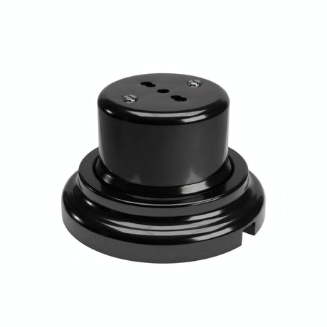 Wandsteckdose mit Sockel aus Porzellan – Set — Italienisch 2P+T 10/16 A / Schwarz / Flach Ø 100 mm