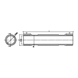 Bemaßte technische Zeichnung: Messing-Anschlussrohr AG/AG für Wasserzähler (Art. 2311)