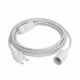Lampe mit verdrilltem Textilkabel, Baumwolle Optisch Weiß, Fassung E14