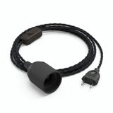 Lampe mit verdrilltem Textilkabel, Baumwolle Anthrazitschwarz, Fassung E27
