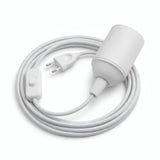 Lampe mit einfarbigem Textilkabel, Baumwolle Optisch Weiß, Fassung E27
