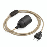 Lampe mit einfarbigem Textilkabel, Jute Natur, Fassung E27