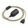 Lampe mit einfarbigem Textilkabel, Jute Natur, Fassung E27