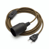 Lampe mit Zickzack-Textilkabel, Baumwolle Goldhonig und Anthrazitgrau, Fassung E27
