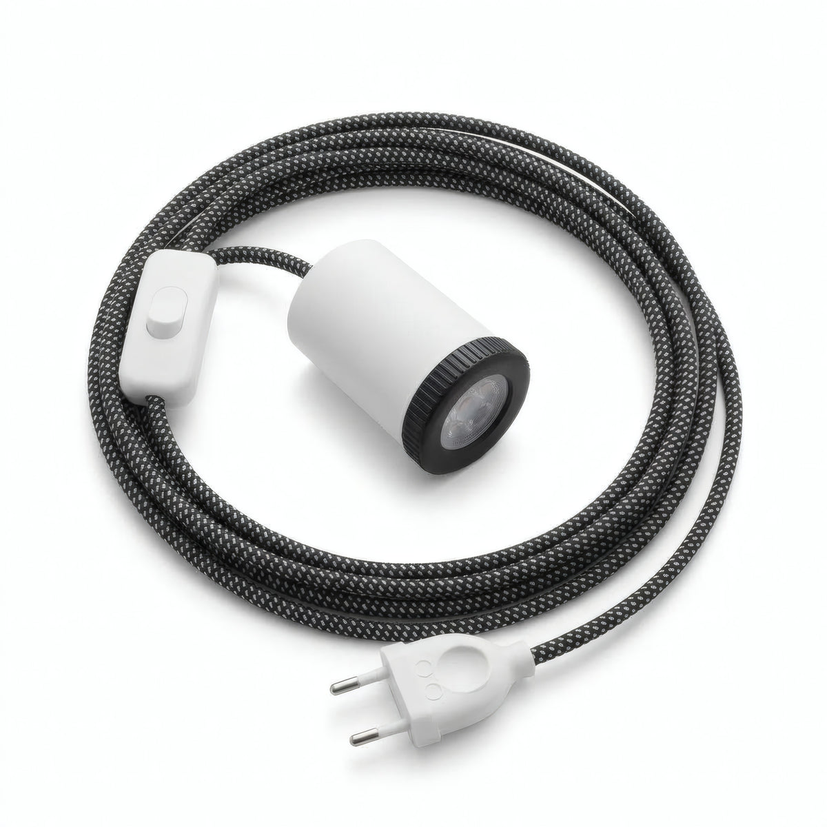 Mini-Spot GU10 mit Stecker, Ausführung Weiß matt