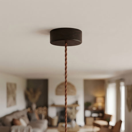 Zylindrischer Mini-Baldachin aus Holz, Ø 88 mm — 1 zentrale Bohrung / Wengé-Optik