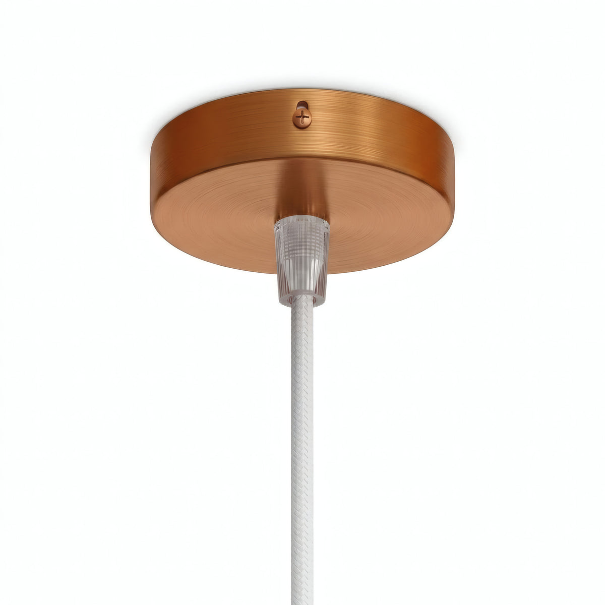 Zylindrischer Mini-Baldachin aus Metall, Ø 83 mm — 1 zentrale Bohrung / Konisch, Thermoplast / Satiniertes Kupfer