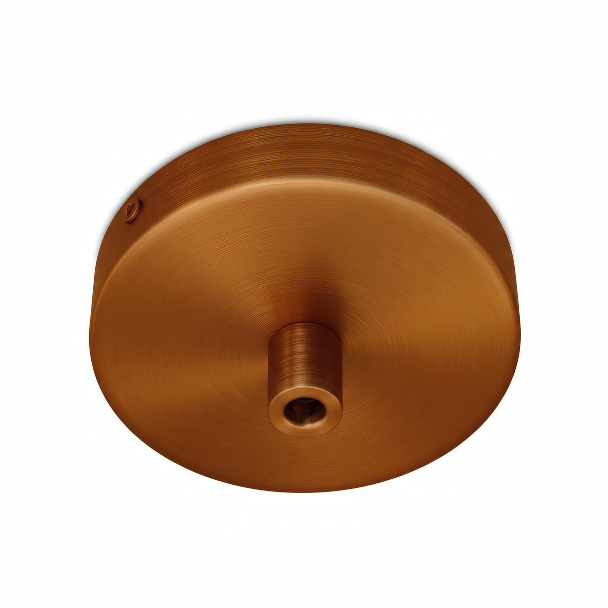 Zylindrischer Mini-Baldachin aus Metall, Ø 83 mm — 1 zentrale Bohrung / Zylindrisch, Metall / Satiniertes Kupfer