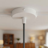 Zylindrischer Mini-Baldachin aus Metall, Ø 83 mm — 1 zentrale und 2 seitliche Bohrungen / Konisch, Thermoplast / Weiß matt