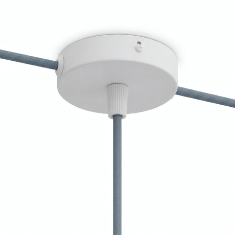 Zylindrischer Mini-Baldachin aus Metall, Ø 83 mm — 1 zentrale und 2 seitliche Bohrungen / Konisch, Thermoplast / Weiß matt