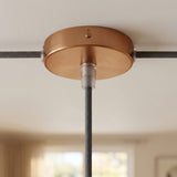 Zylindrischer Mini-Baldachin aus Metall, Ø 83 mm — 1 zentrale und 2 seitliche Bohrungen / Konisch, Thermoplast / Satiniertes Kupfer