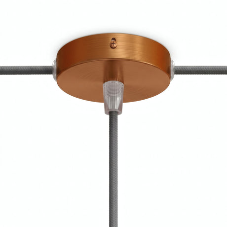 Zylindrischer Mini-Baldachin aus Metall, Ø 83 mm — 1 zentrale und 2 seitliche Bohrungen / Konisch, Thermoplast / Satiniertes Kupfer