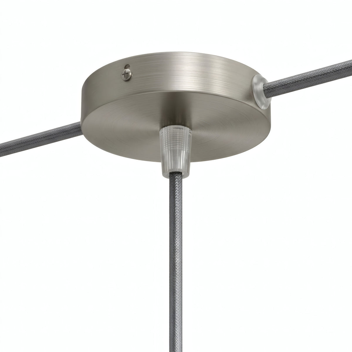 Zylindrischer Mini-Baldachin aus Metall, Ø 83 mm — 1 zentrale und 2 seitliche Bohrungen / Konisch, Thermoplast / Satiniertes Titan