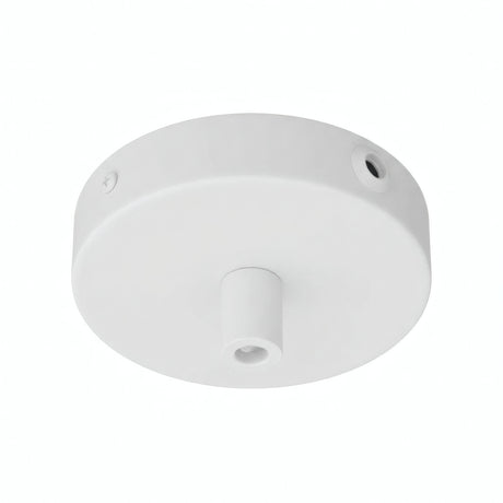 Zylindrischer Mini-Baldachin aus Metall, Ø 83 mm — 1 zentrale und 2 seitliche Bohrungen / Zylindrisch, Metall / Weiß matt