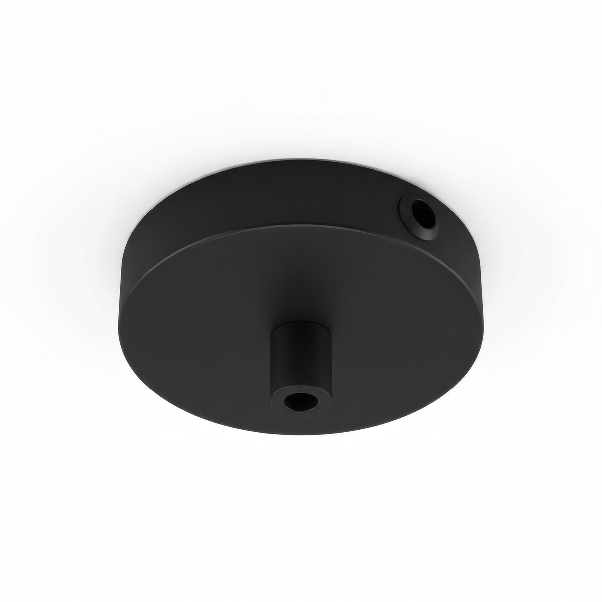 Zylindrischer Mini-Baldachin aus Metall, Ø 83 mm — 1 zentrale und 2 seitliche Bohrungen / Zylindrisch, Metall / Schwarz