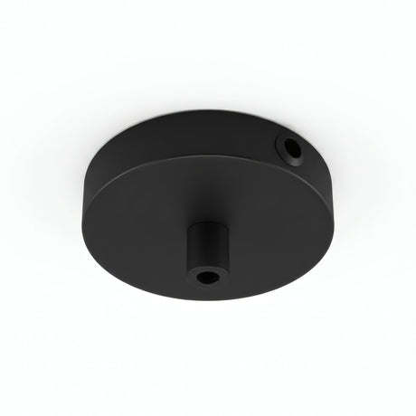 Zylindrischer Mini-Baldachin aus Metall, Ø 83 mm — 1 zentrale und 2 seitliche Bohrungen / Zylindrisch, Metall / Schwarz