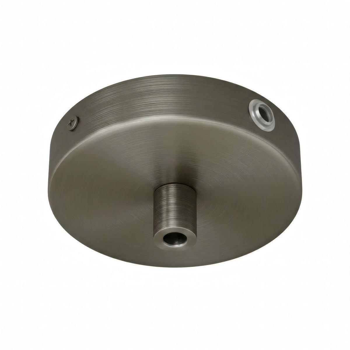 Zylindrischer Mini-Baldachin aus Metall, Ø 83 mm — 1 zentrale und 2 seitliche Bohrungen / Zylindrisch, Metall / Satiniertes Titan