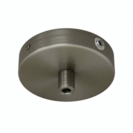 Zylindrischer Mini-Baldachin aus Metall, Ø 83 mm — 1 zentrale und 2 seitliche Bohrungen / Zylindrisch, Metall / Satiniertes Titan