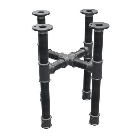 Couchtisch-Gestell, Kreuzfuß, Gusseisen und Stahl Ø 34 mm, 36 × 36 cm, Höhe 42 cm