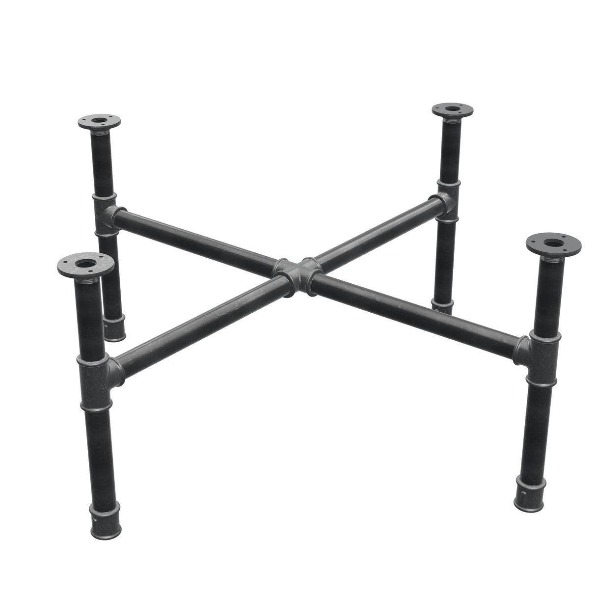 Couchtisch-Gestell, Kreuzfuß, Gusseisen und Stahl Ø 34 mm, 96 × 96 cm, Höhe 42 cm