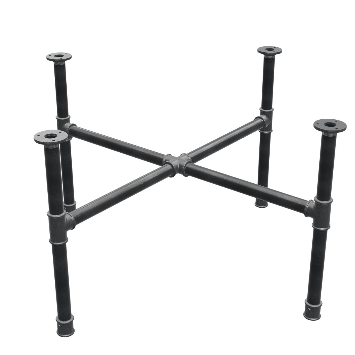 Couchtisch-Gestell, Kreuzfuß, Gusseisen und Stahl Ø 34 mm, 96 × 96 cm, Höhe 52 cm
