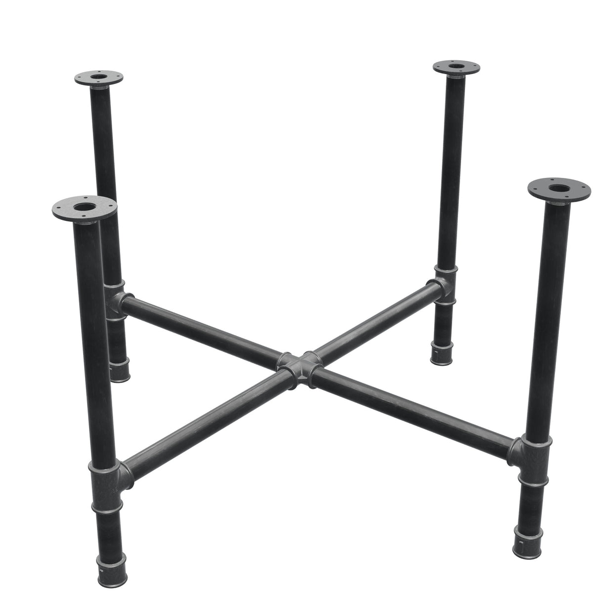 Esstisch-Gestell, Kreuzfuß, Gusseisen und Stahl Ø 42 mm, 121 × 121 cm, Höhe 74 cm