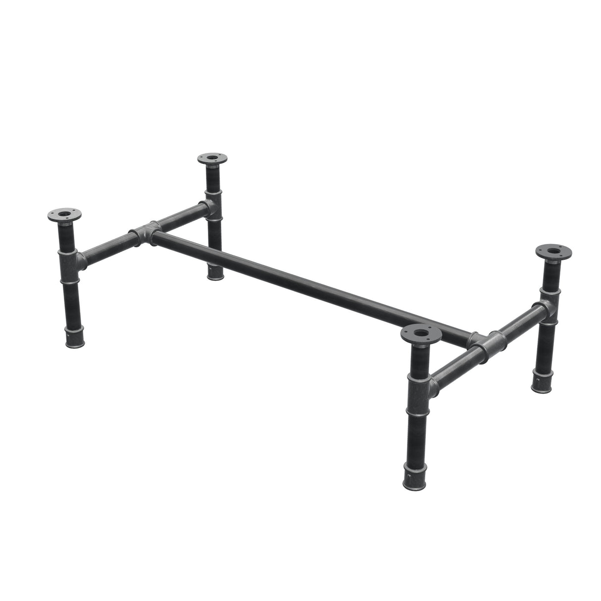 Couchtisch-Gestell, H-Form, Gusseisen und Stahl Ø 34 mm, 102 × 56 cm, Höhe 32 cm