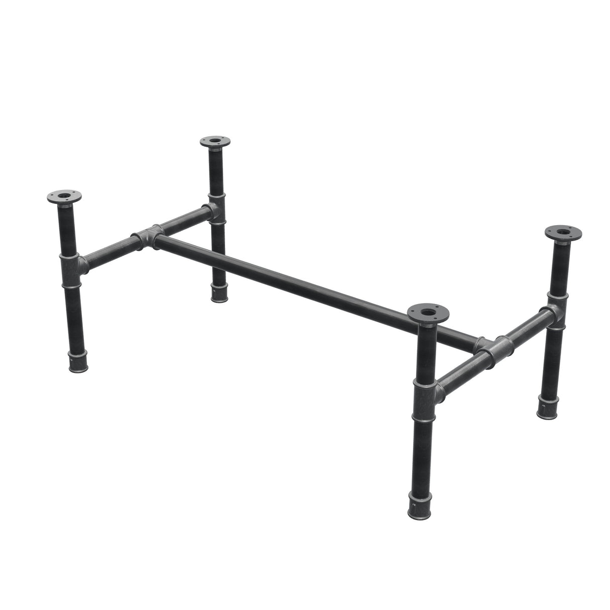 Couchtisch-Gestell, H-Form, Gusseisen und Stahl Ø 34 mm, 102 × 56 cm, Höhe 42 cm
