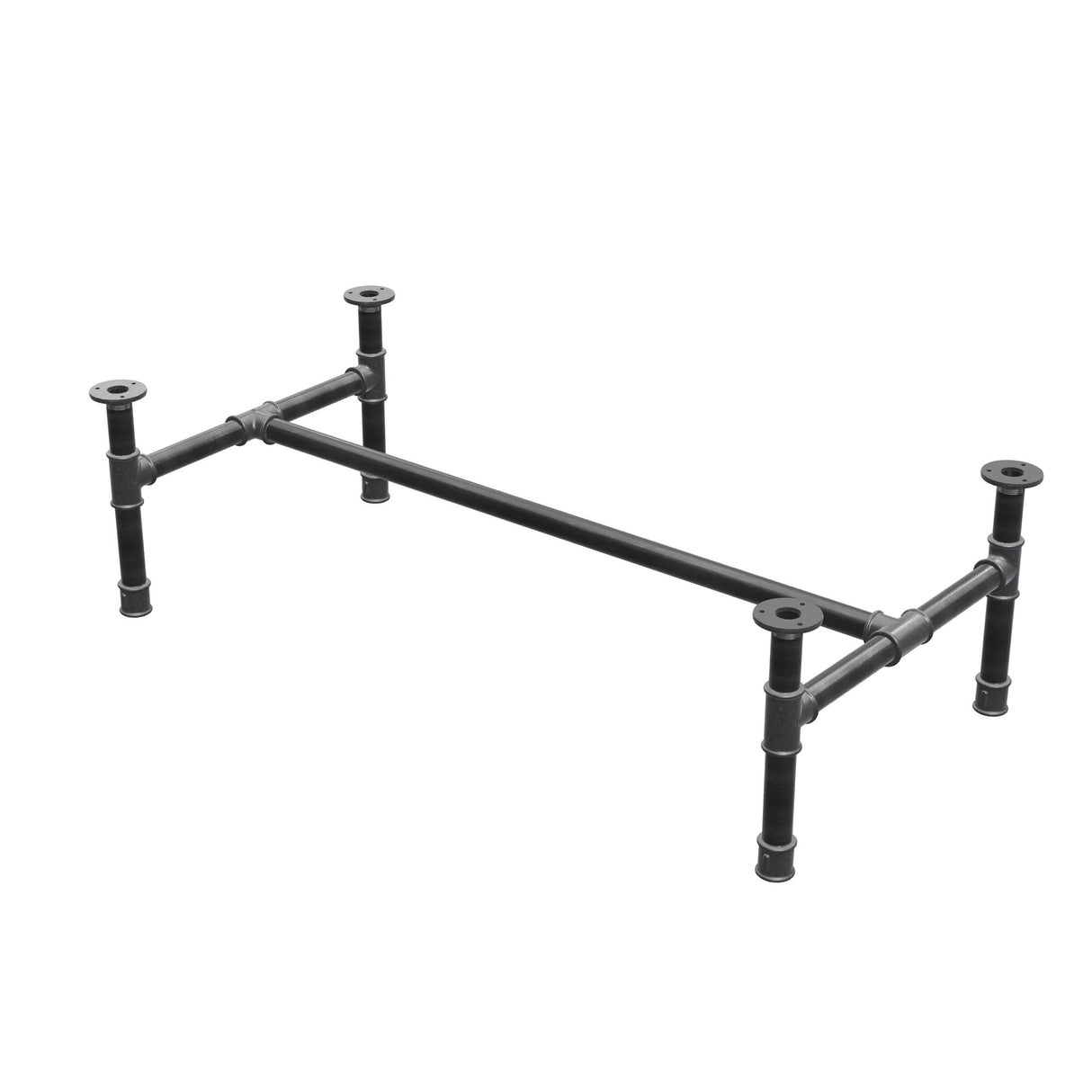 Couchtisch-Gestell, H-Form, Gusseisen und Stahl Ø 34 mm, 112 × 56 cm, Höhe 32 cm