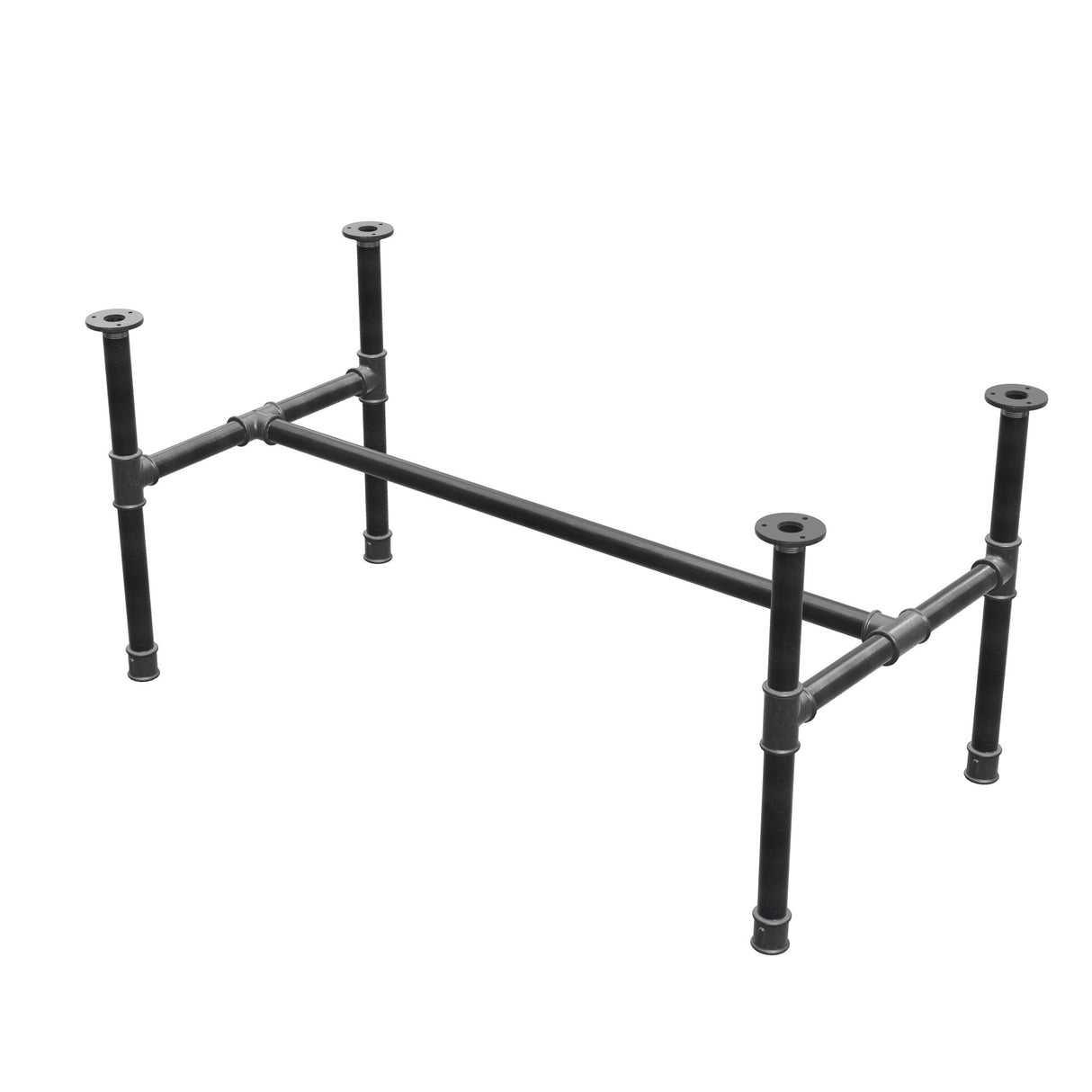 Couchtisch-Gestell, H-Form, Gusseisen und Stahl Ø 34 mm, 112 × 56 cm, Höhe 52 cm