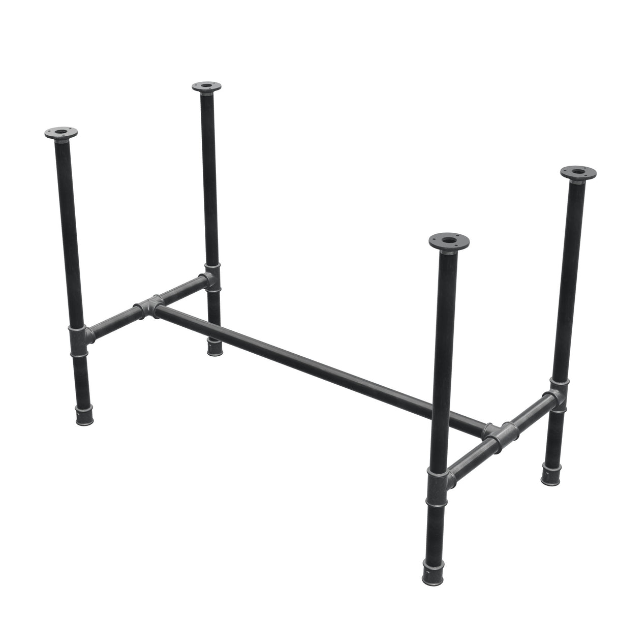 Esstisch-Gestell, H-Form, Gusseisen und Stahl Ø 34 mm, 112 × 56 cm, Höhe 75 cm