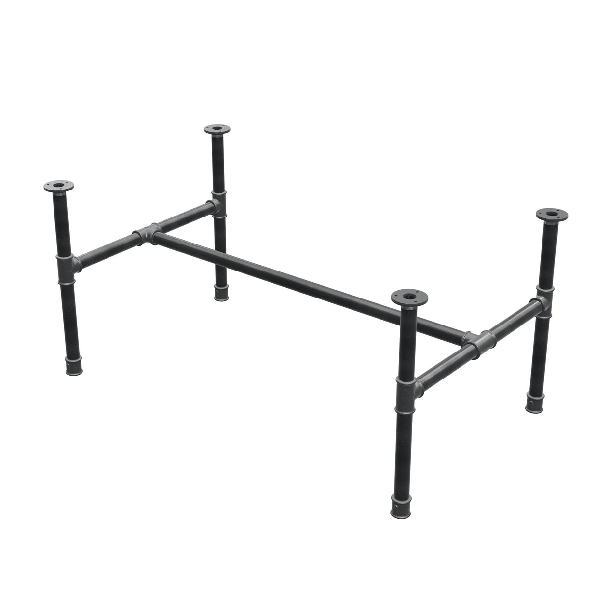 Couchtisch-Gestell, H-Form, Gusseisen und Stahl Ø 34 mm, 112 × 66 cm, Höhe 52 cm