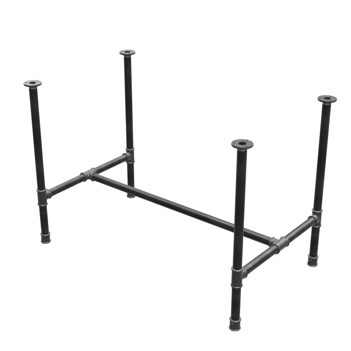Esstisch-Gestell, H-Form, Gusseisen und Stahl Ø 34 mm, 112 × 66 cm, Höhe 75 cm