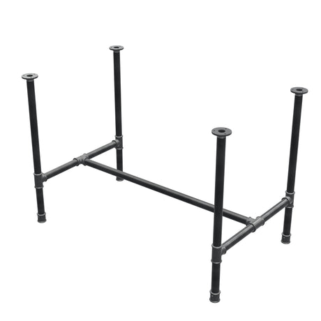 Esstisch-Gestell, H-Form, Gusseisen und Stahl Ø 34 mm, 112 × 66 cm, Höhe 75 cm