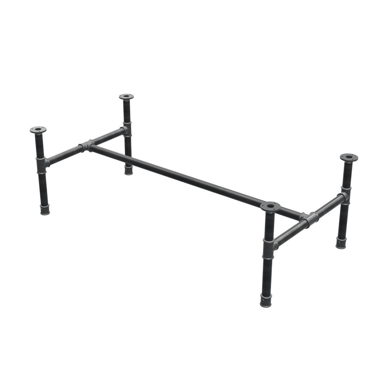 Couchtisch-Gestell, H-Form, Gusseisen und Stahl Ø 34 mm, 132 × 66 cm, Höhe 42 cm