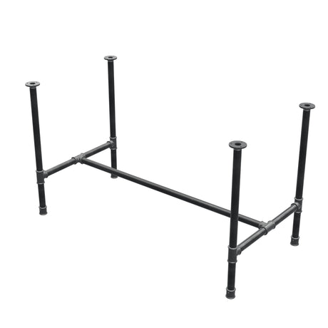 Esstisch-Gestell, H-Form, Gusseisen und Stahl Ø 34 mm, 132 × 66 cm, Höhe 75 cm