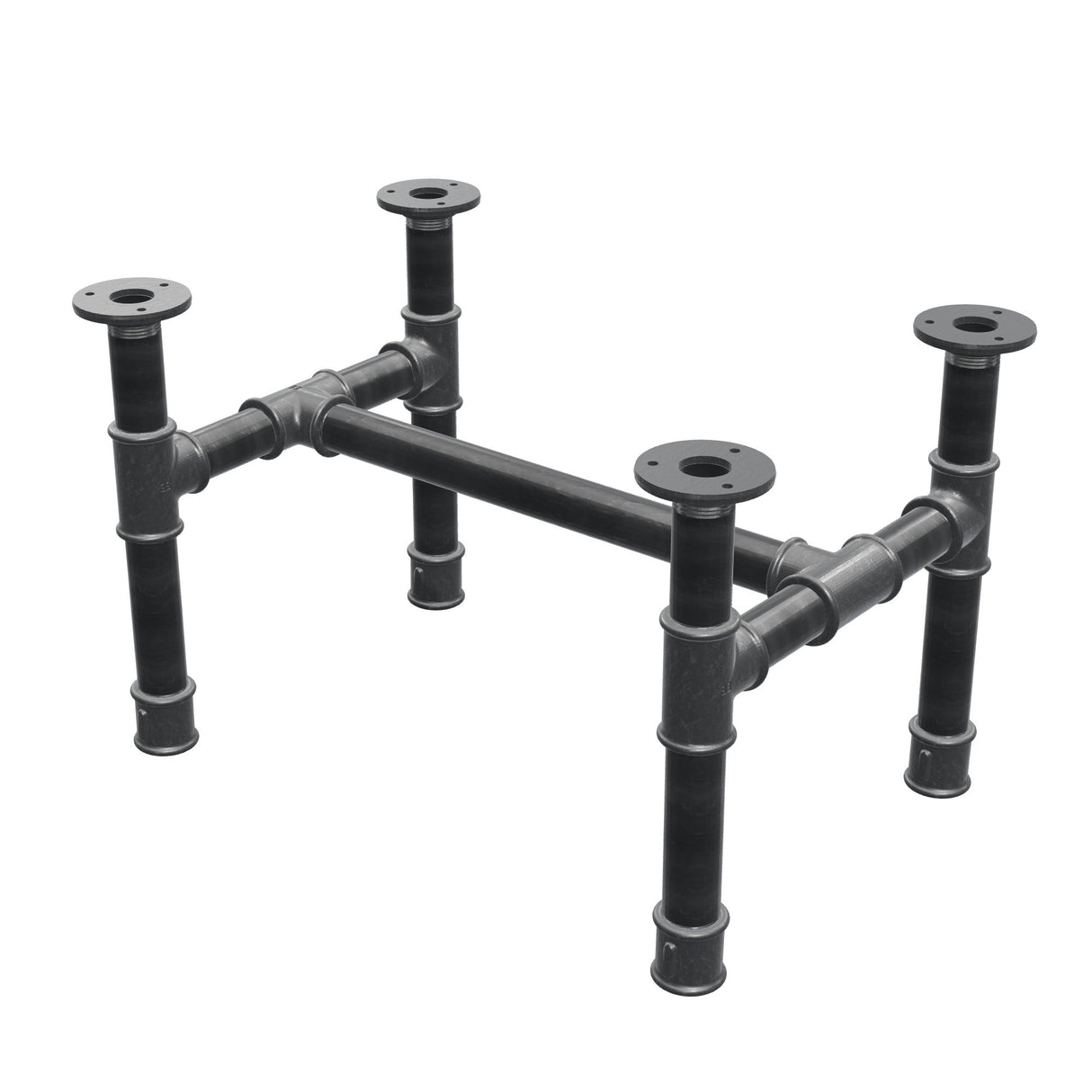 Couchtisch-Gestell, H-Form, Gusseisen und Stahl Ø 34 mm, 52 × 36 cm, Höhe 32 cm