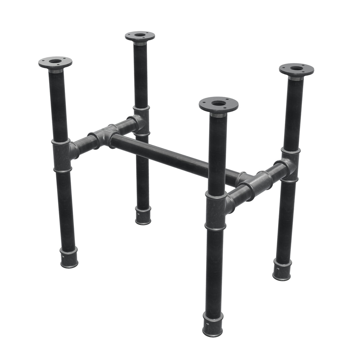Couchtisch-Gestell, H-Form, Gusseisen und Stahl Ø 34 mm, 52 × 36 cm, Höhe 52 cm