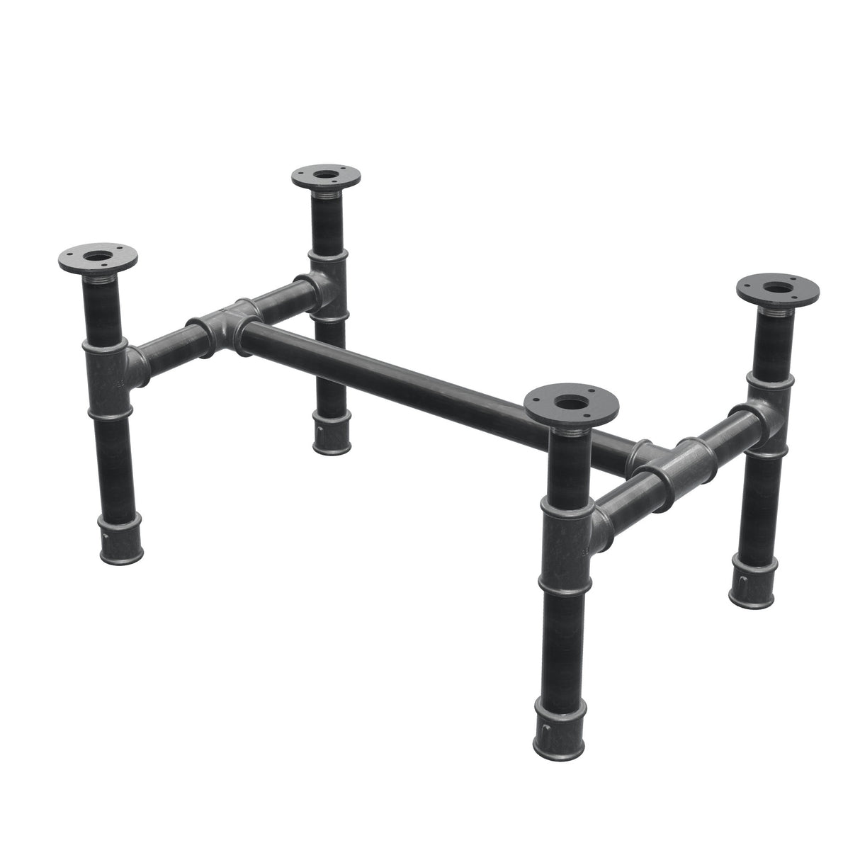 Couchtisch-Gestell, H-Form, Gusseisen und Stahl Ø 34 mm, 62 × 40 cm, Höhe 32 cm
