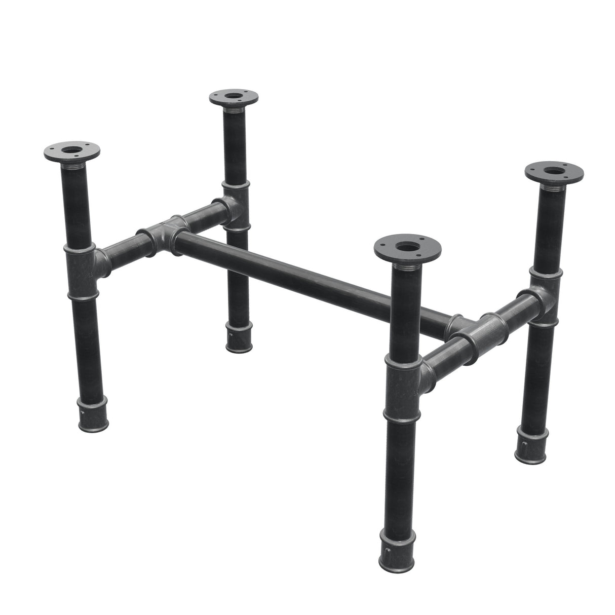 Couchtisch-Gestell, H-Form, Gusseisen und Stahl Ø 34 mm, 62 × 40 cm, Höhe 42 cm