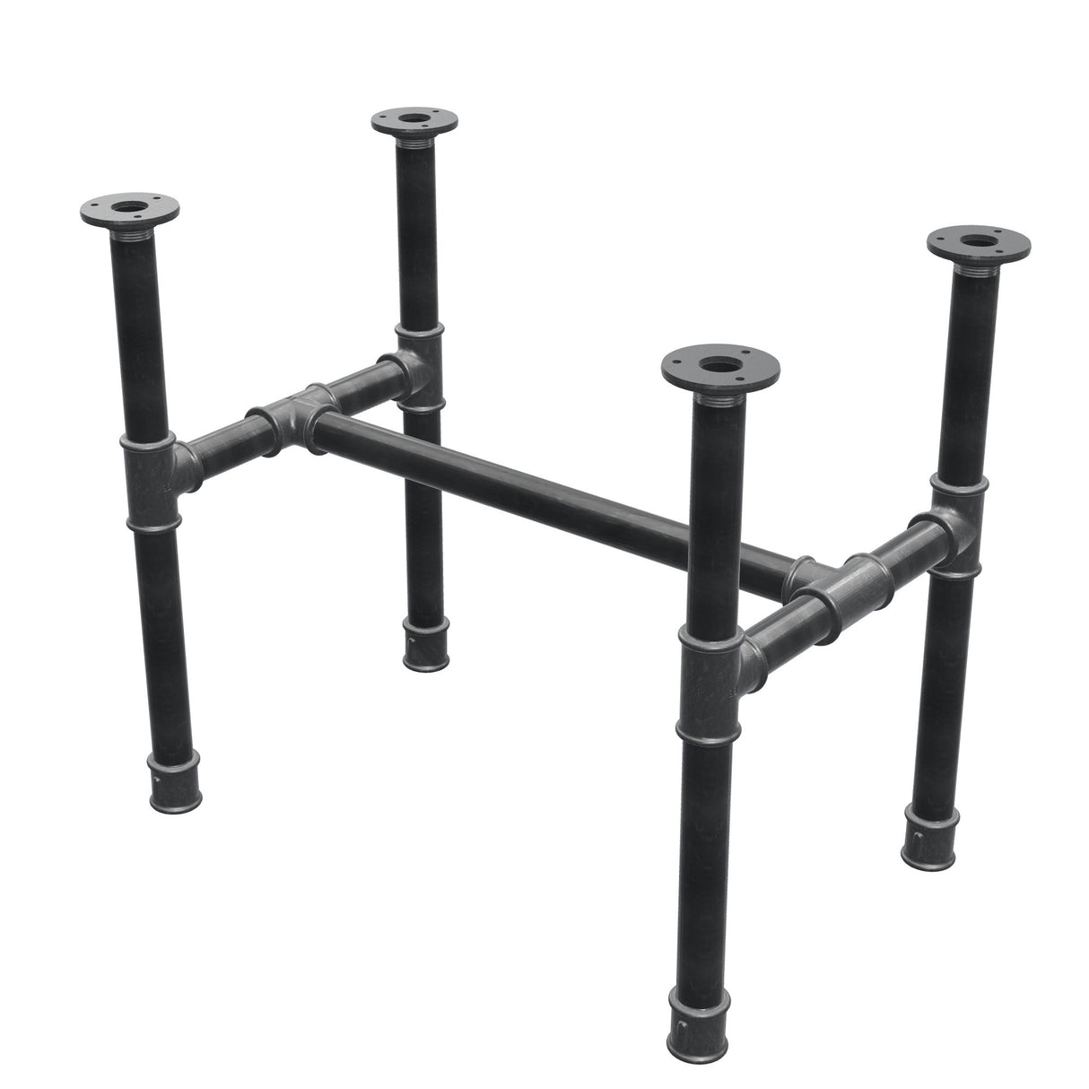 Couchtisch-Gestell, H-Form, Gusseisen und Stahl Ø 34 mm, 62 × 40 cm, Höhe 52 cm