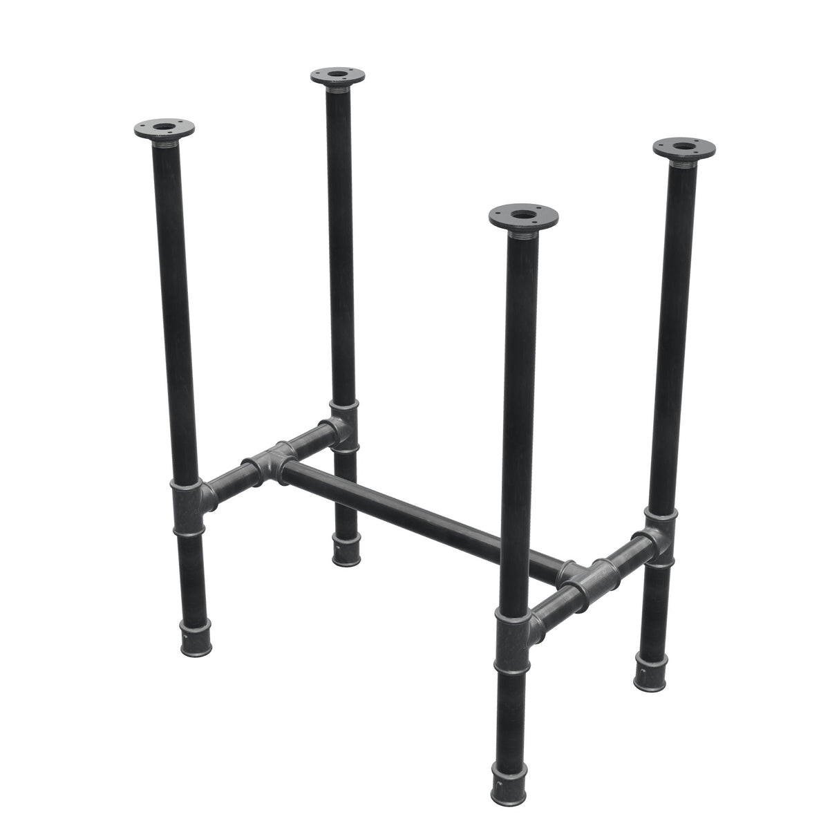 Esstisch-Gestell, H-Form, Gusseisen und Stahl Ø 34 mm, 62 × 40 cm, Höhe 75 cm