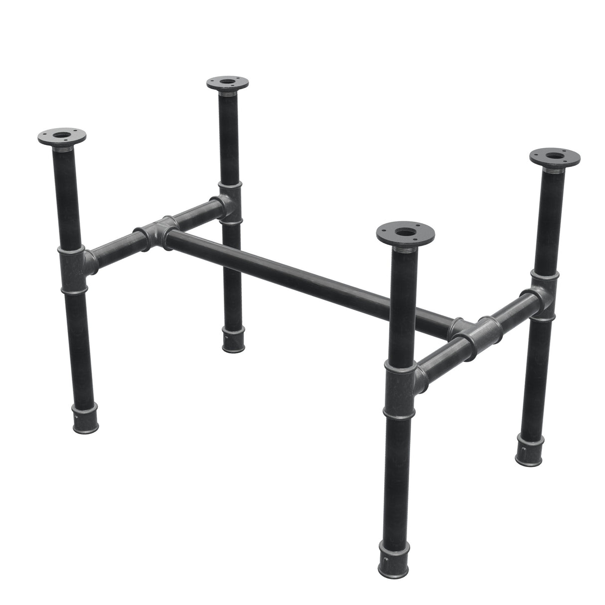 Couchtisch-Gestell, H-Form, Gusseisen und Stahl Ø 34 mm, 72 × 46 cm, Höhe 52 cm