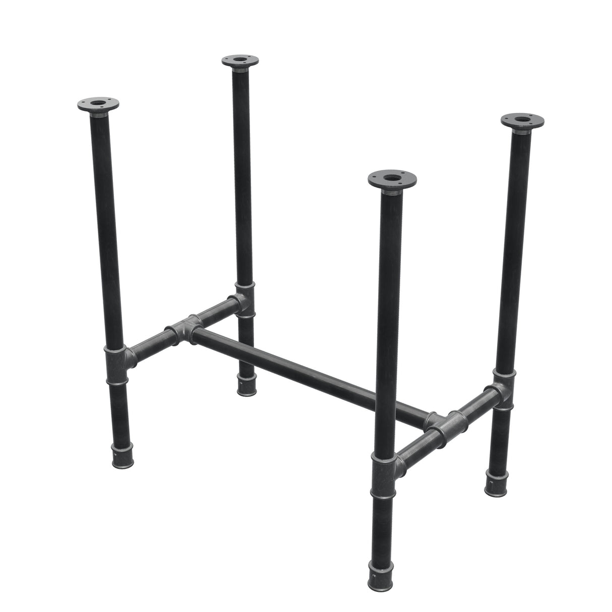 Esstisch-Gestell, H-Form, Gusseisen und Stahl Ø 34 mm, 72 × 46 cm, Höhe 75 cm