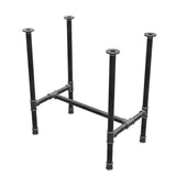 Esstisch-Gestell, H-Form, Gusseisen und Stahl Ø 34 mm, 72 × 46 cm, Höhe 75 cm