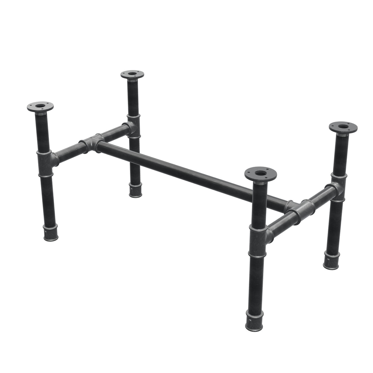 Couchtisch-Gestell, H-Form, Gusseisen und Stahl Ø 34 mm, 82 × 46 cm, Höhe 42 cm