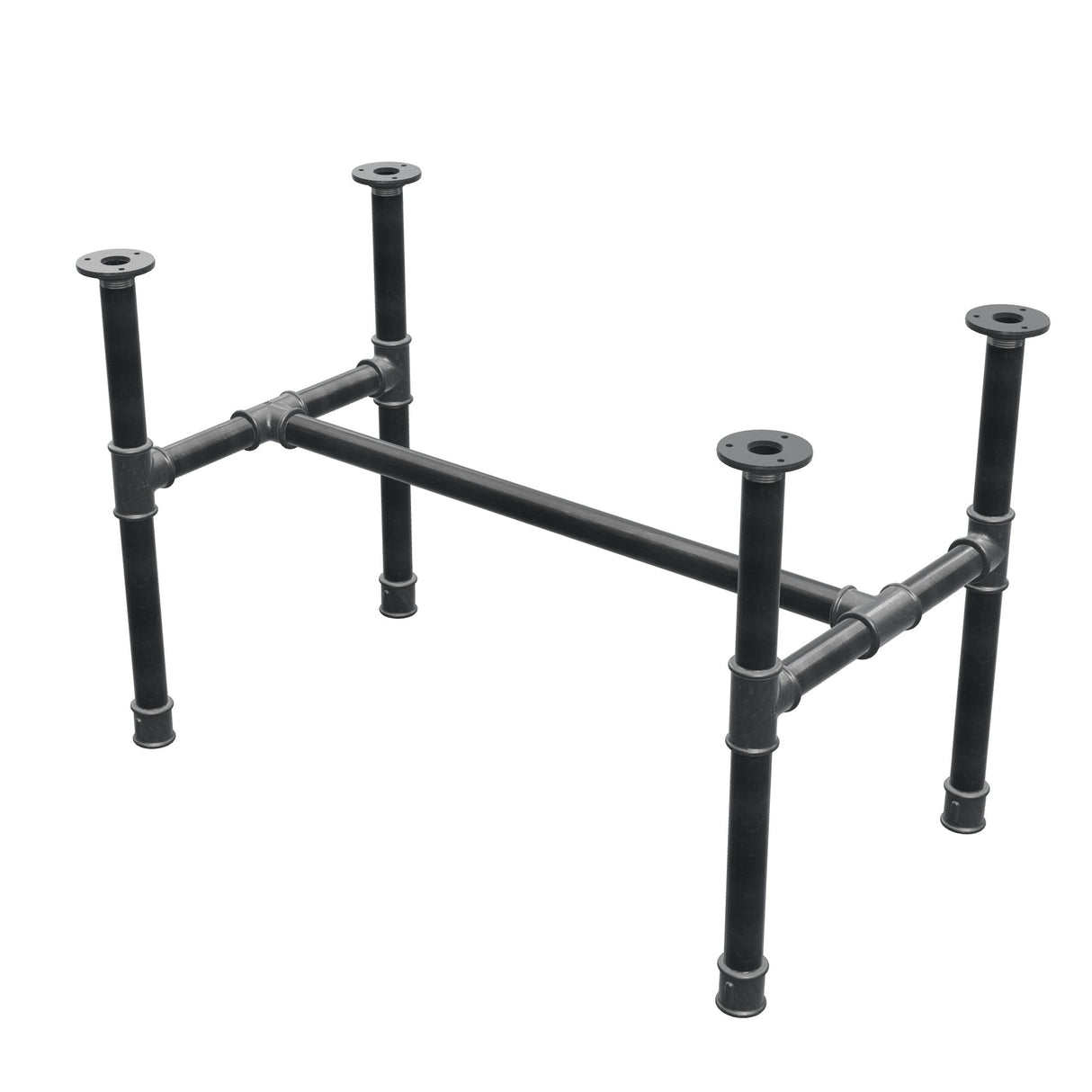 Couchtisch-Gestell, H-Form, Gusseisen und Stahl Ø 34 mm, 82 × 46 cm, Höhe 52 cm